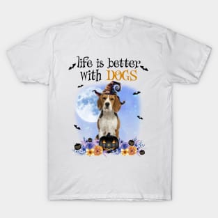 Beagle Witch Hat Life Is Better With Dogs Halloween T-Shirt